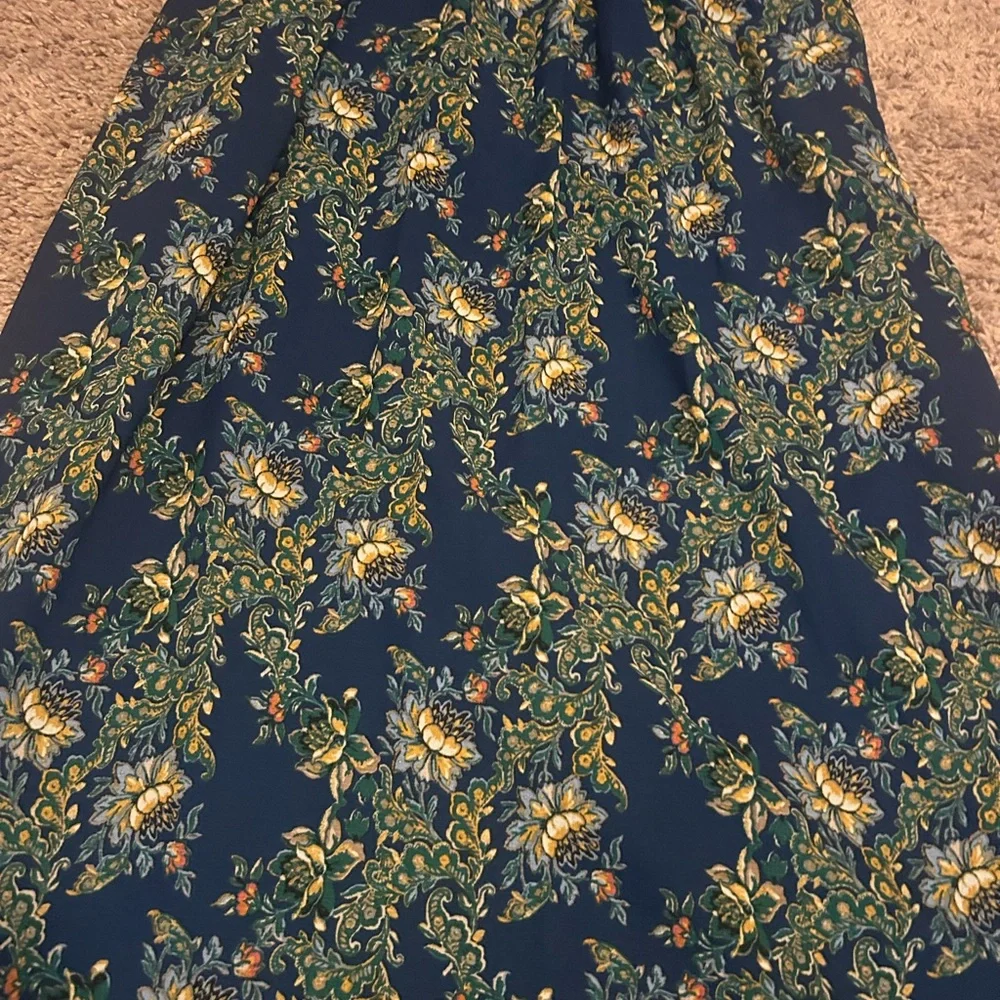 NWOT Max Studio Long Sleeve Floral midi/maxi Dress in Blue and Green - Picture 2 of 8